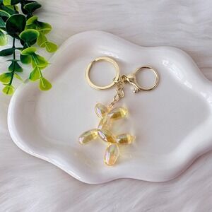 Iridescent Crystal Clear Balloon Dog Keychain/ Bag Charm